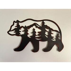 Majestic Black Bear Cutout Metal Wall Hanging Art 19.25 Inches Long